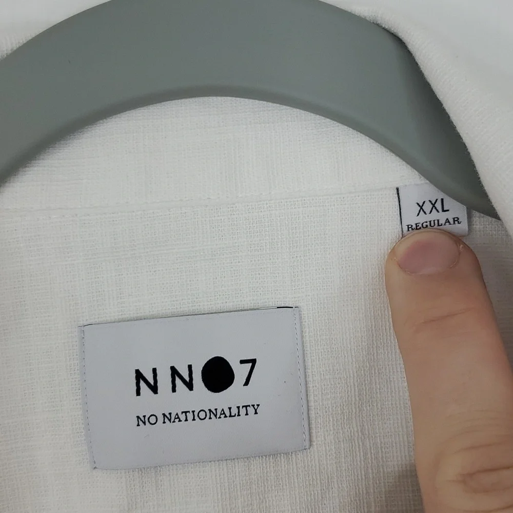 N NO7 No Nationality Daniel Shirt Button Down Short Sleeve White Light Mens XXL